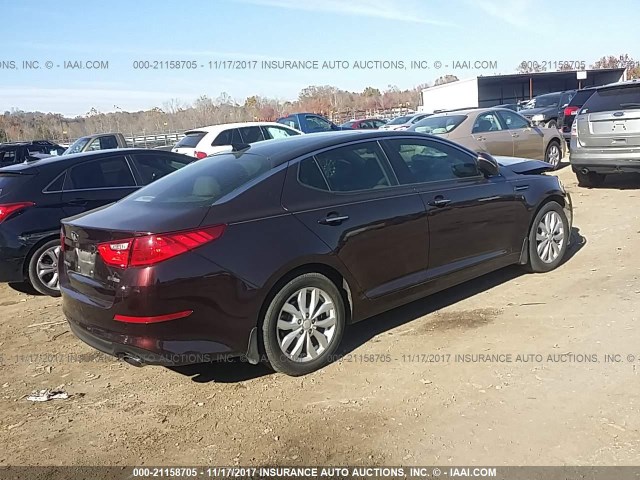 5XXGN4A78FG354102 - 2015 KIA OPTIMA EX MAROON photo 4