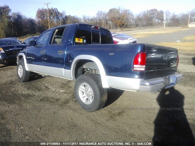 1B7GG2AN81S130582 - 2001 DODGE DAKOTA QUAD BLUE photo 3