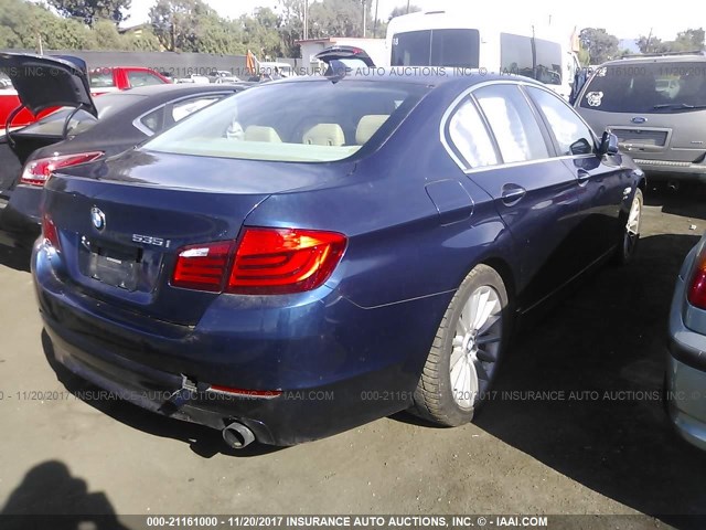 WBAFU7C59BC869631 - 2011 BMW 535 XI BLUE photo 4