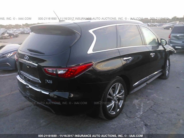 5N1AL0MNXDC351676 - 2013 INFINITI JX35 BLACK photo 4