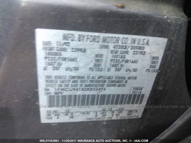 1FMCU941X3KB33474 - 2003 FORD ESCAPE LIMITED GRAY photo 9