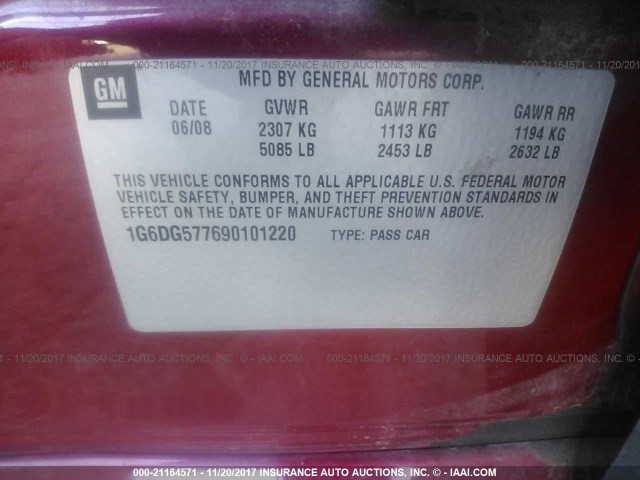 1G6DG577690101220 - 2009 CADILLAC CTS RED photo 9