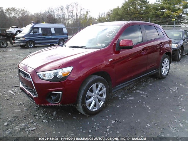 4A4AR3AUXEE023544 - 2014 MITSUBISHI OUTLANDER SPORT ES RED photo 2