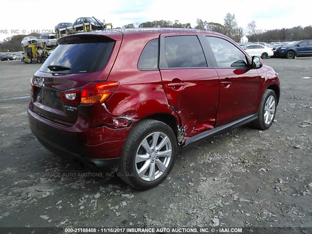 4A4AR3AUXEE023544 - 2014 MITSUBISHI OUTLANDER SPORT ES RED photo 4