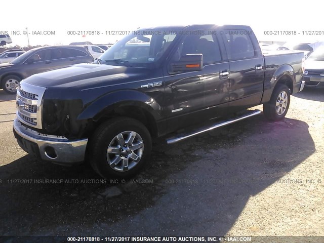 1FTFW1CT0DKG24962 - 2013 FORD F150 SUPERCREW BLACK photo 2