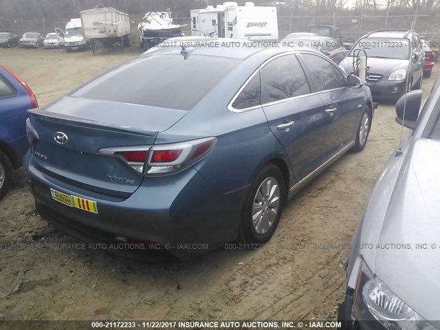 KMHE24L18GA015924 - 2016 HYUNDAI SONATA HYBRID/LIMITED BLUE photo 4