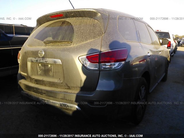 5N1AR2MN6FC601279 - 2015 NISSAN PATHFINDER S/SV/SL/PLATINUM GRAY photo 4