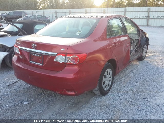 2T1BU4EE5BC594683 - 2011 TOYOTA COROLLA S/LE RED photo 4