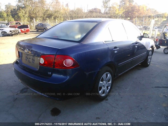 KNAGE123X75140158 - 2007 KIA OPTIMA LX/EX Dark Blue photo 4