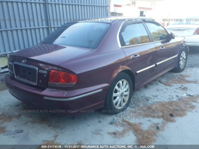 KMHWF35H94A996922 - 2004 HYUNDAI SONATA GLS/LX BURGUNDY photo 4