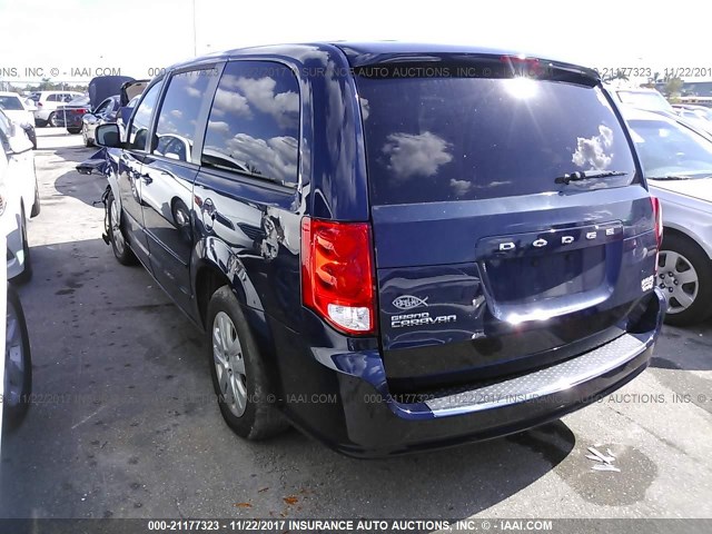 2C4RDGBG7ER279054 - 2014 DODGE GRAND CARAVAN SE BLUE photo 3