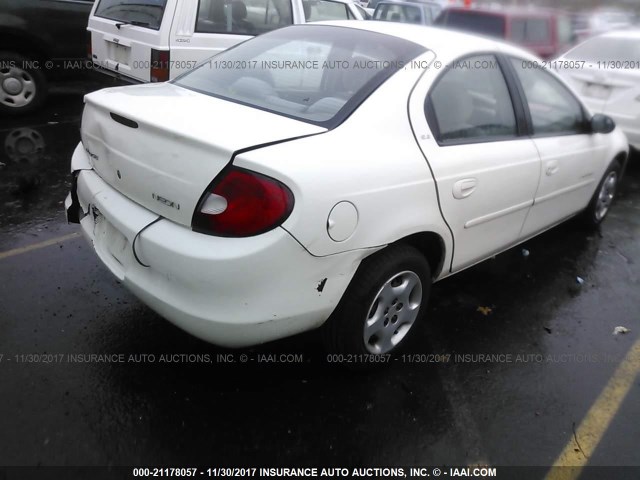 1B3ES46C41D256517 - 2001 DODGE NEON SE/ES WHITE photo 4