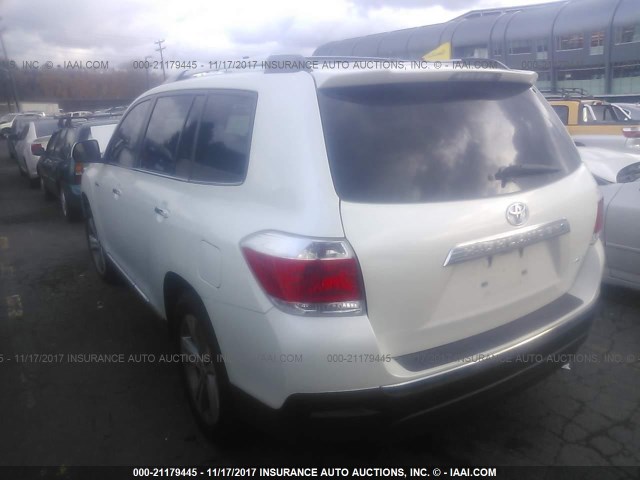 5TDDK3EH6BS084756 - 2011 TOYOTA HIGHLANDER LIMITED WHITE photo 3