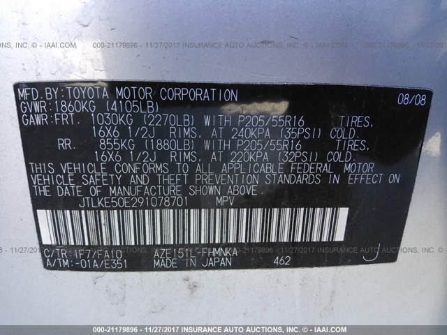 JTLKE50E291078701 - 2009 TOYOTA SCION XB Күміс фото 9