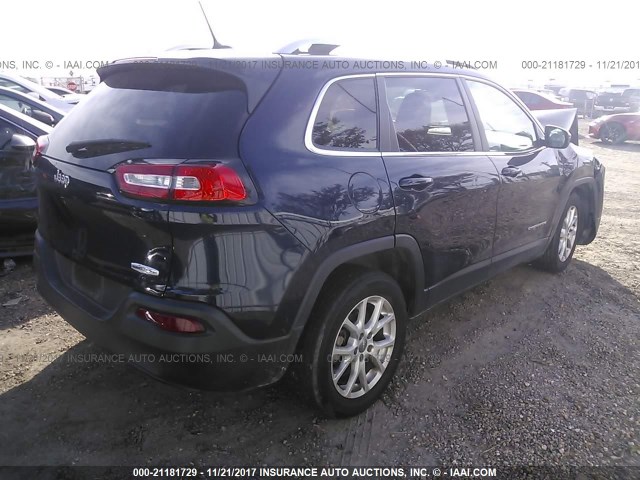 1C4PJLCB9EW221529 - 2014 JEEP CHEROKEE LATITUDE Dark Blue photo 4