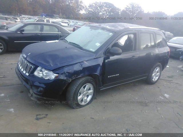 1C4NJCBA9DD131114 - 2013 JEEP COMPASS SPORT BLUE photo 2