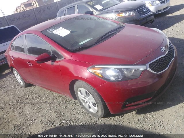 KNAFK4A67G5481129 - 2016 KIA FORTE LX RED photo 1