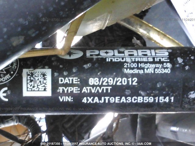 4XAJT9EA3CB591541 - 2012 POLARIS RANGER RZR 900XP EPS BLUE photo 9