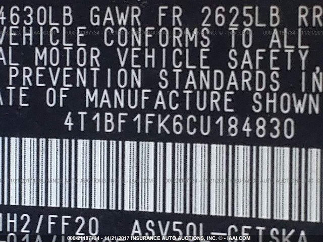 4T1BF1FK6CU184830 - 2012 TOYOTA CAMRY SE/LE/XLE Dark Blue photo 9