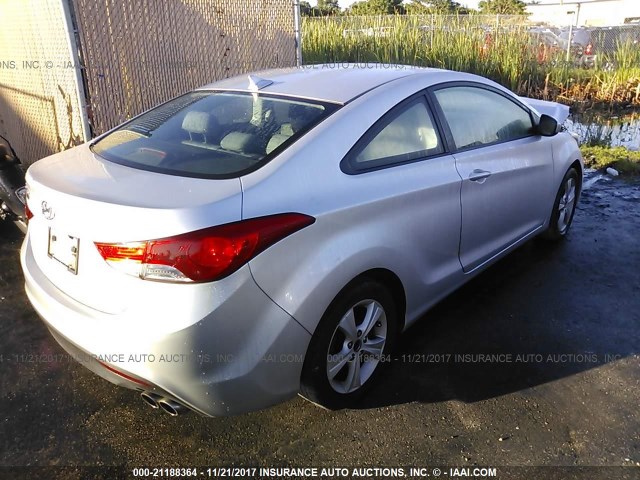 KMHDH6AE9DU014142 - 2013 HYUNDAI ELANTRA COUPE GS/SE SILVER photo 4