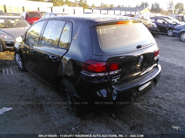 WVWDB7AJ7DW124359 - 2013 VOLKSWAGEN GOLF BLACK photo 3