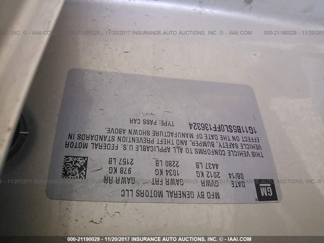 1G11B5SL0FF136324 - 2015 CHEVROLET MALIBU LS ვერცხლისფერი ფოტო 9