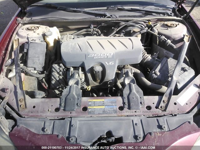 2G2WP522151175620 - 2005 PONTIAC GRAND PRIX RED photo 10