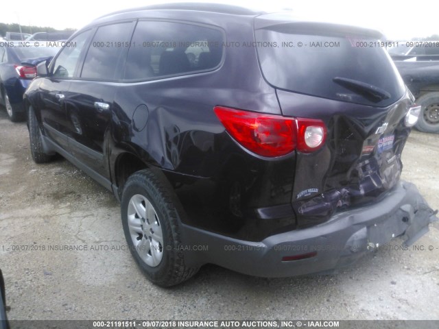1GNLREED1AS136839 - 2010 CHEVROLET TRAVERSE LS BURGUNDY photo 3