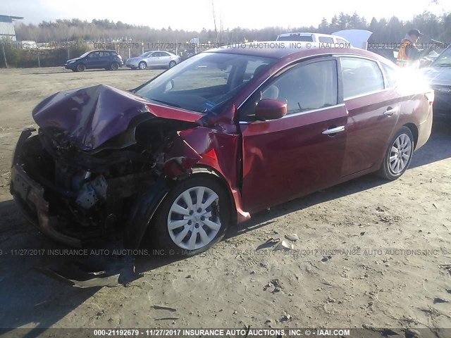 3N1AB7AP0DL722793 - 2013 NISSAN SENTRA S/SV/SR/SL RED photo 2