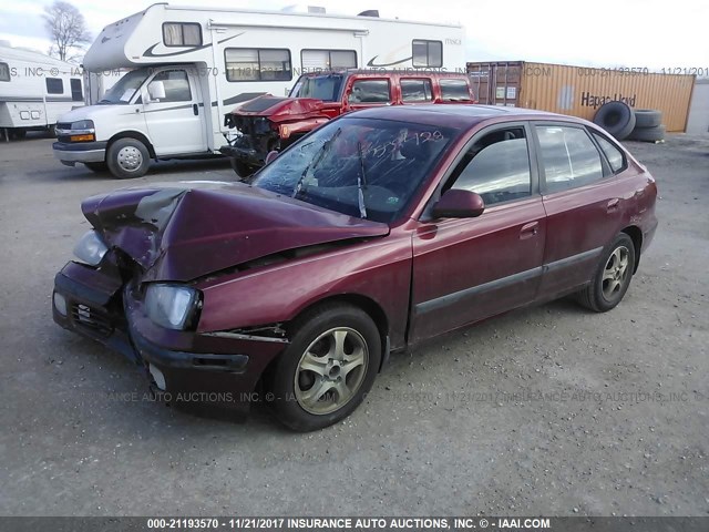 KMHDN55D12U052692 - 2002 HYUNDAI ELANTRA GLS/GT RED photo 2