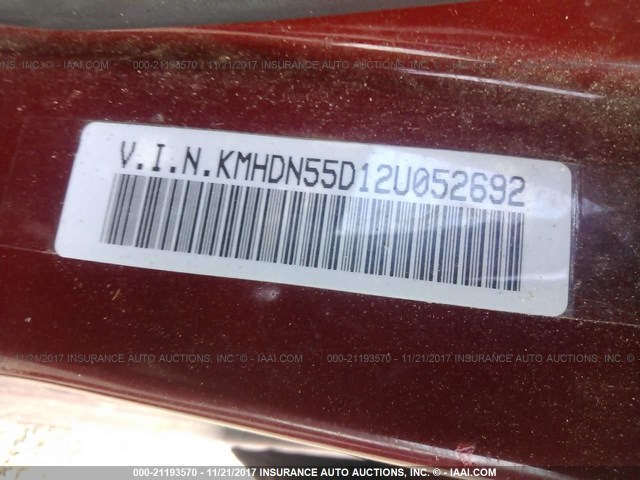 KMHDN55D12U052692 - 2002 HYUNDAI ELANTRA GLS/GT RED photo 9