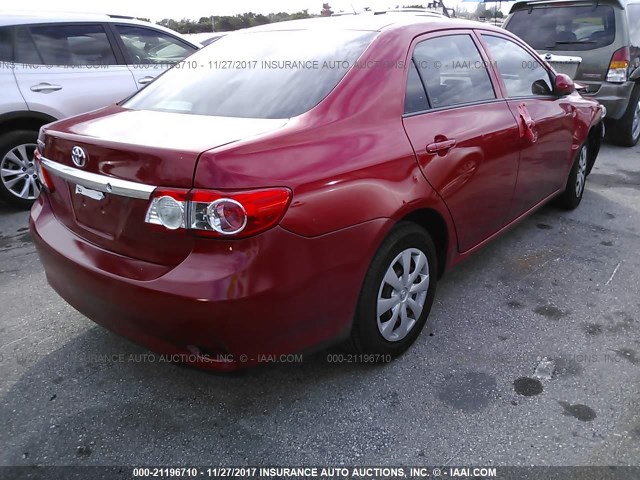 5YFBU4EE0DP186501 - 2013 TOYOTA COROLLA S/LE RED photo 4