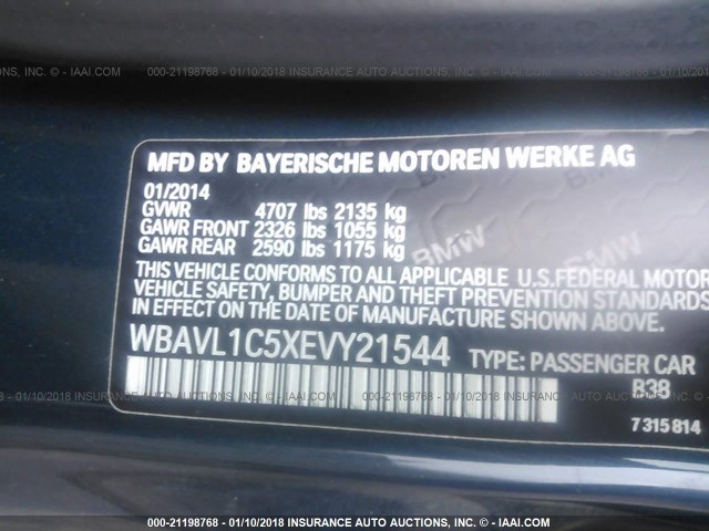 WBAVL1C5XEVY21544 - 2014 BMW X1 XDRIVE28I Dark Blue photo 9