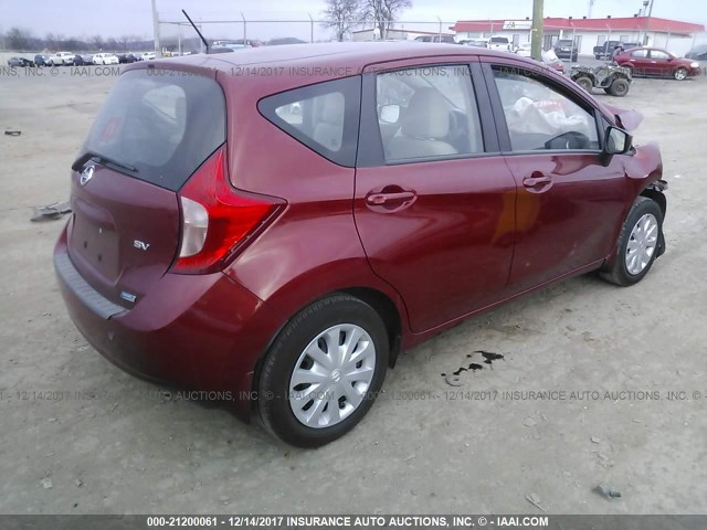 3N1CE2CP0GL367354 - 2016 NISSAN VERSA NOTE S/S PLUS/SV/SL/SR RED photo 4