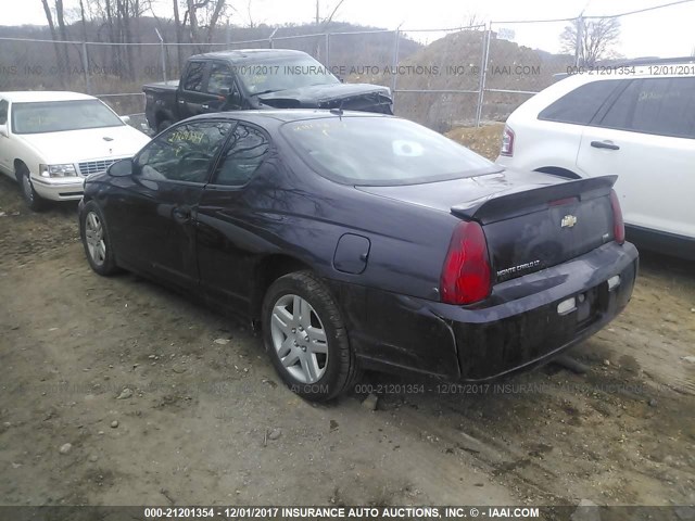 2G1WK15KX79315899 - 2007 CHEVROLET MONTE CARLO LT PURPLE photo 3