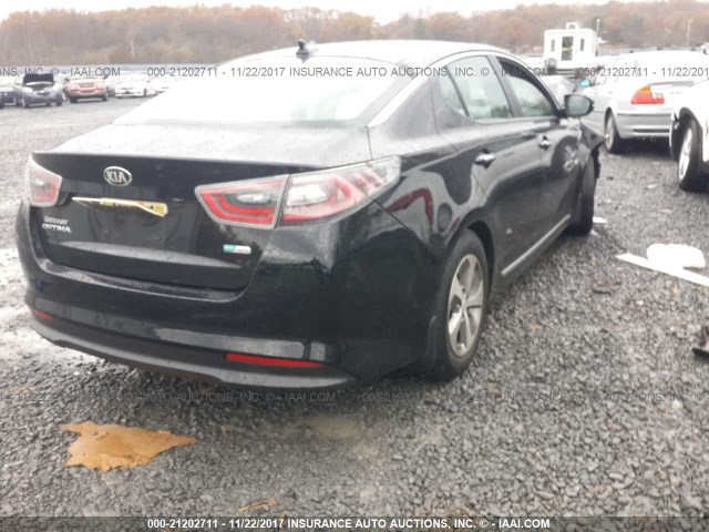 KNAGM4AD7F5082720 - 2015 KIA OPTIMA HYBRID BLACK photo 4