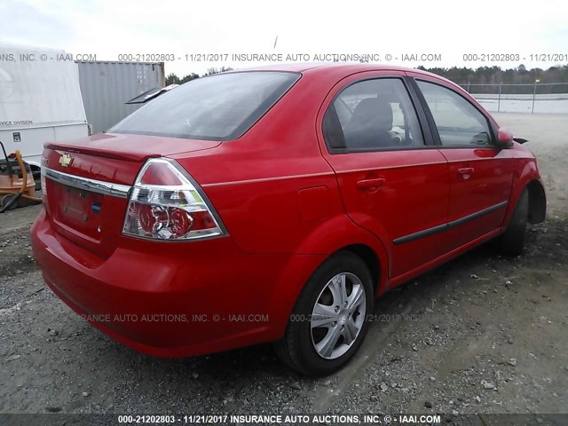 KL1TG5DE5AB108848 - 2010 CHEVROLET AVEO LT RED photo 4