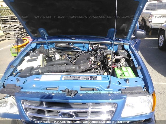 1FTYR44U02PA40845 - 2002 FORD RANGER SUPER CAB BLUE photo 10