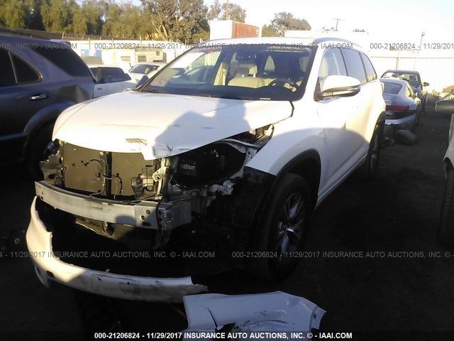 5TDKKRFH9FS074544 - 2015 TOYOTA HIGHLANDER XLE WHITE photo 2