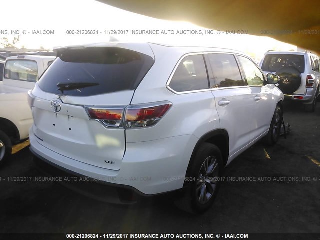 5TDKKRFH9FS074544 - 2015 TOYOTA HIGHLANDER XLE თეთრი ფოტო 4