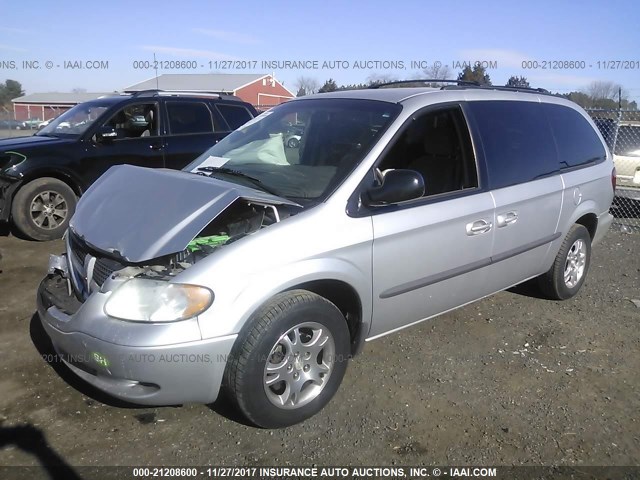 2B4GP74L42R503575 - 2002 DODGE GRAND CARAVAN EX SILVER photo 2