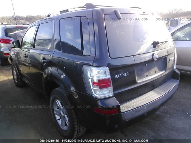 4M2CU39H88KJ20988 - 2008 MERCURY MARINER HEV BLACK photo 3