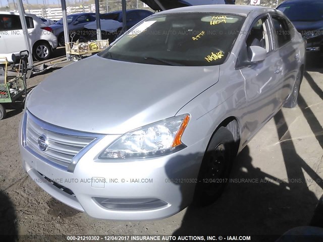 3N1AB7AP3FL656257 - 2015 NISSAN SENTRA S/SV/SR/SL SILVER photo 2