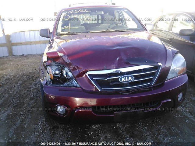 KNDJD736575693338 - 2007 KIA SORENTO EX/LX RED photo 6