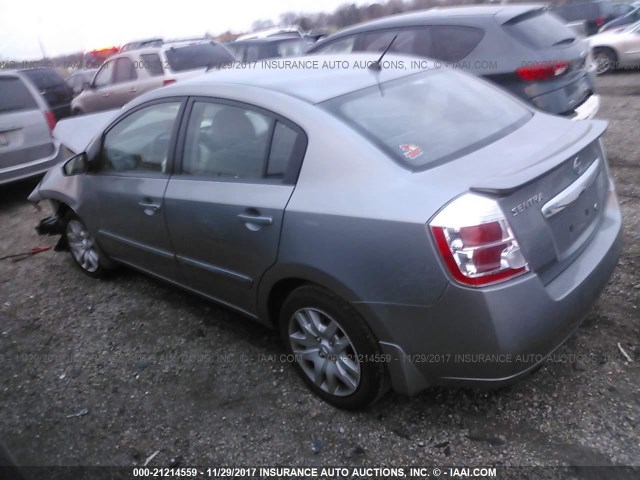 3N1AB6AP0CL678089 - 2012 NISSAN SENTRA 2.0/2.0S/SR/2.0SL GRAY photo 3