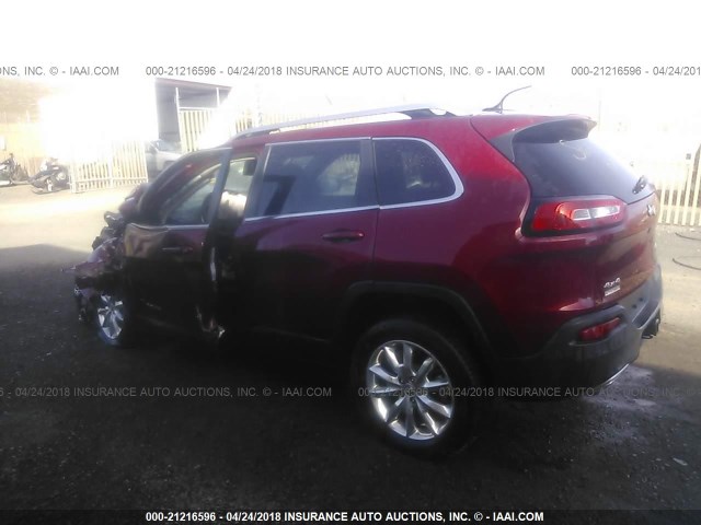 1C4PJMDS2FW537523 - 2015 JEEP CHEROKEE LIMITED MAROON photo 3