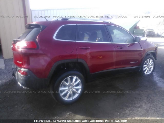 1C4PJMDS2FW537523 - 2015 JEEP CHEROKEE LIMITED MAROON photo 4