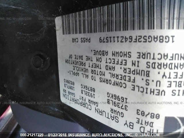 1G8AG52F64Z111579 - 2004 SATURN ION LEVEL 1 RED photo 9