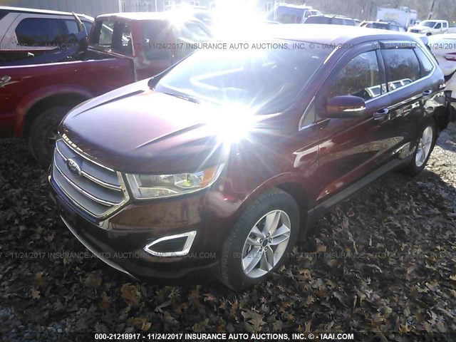 2FMTK4J92FBB76661 - 2015 FORD EDGE SEL MAROON photo 2