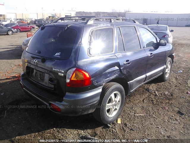 KM8SC13E64U696466 - 2004 HYUNDAI SANTA FE GLS/LX BLUE photo 4